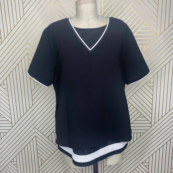 Scotch & Soda Class Of 76 Varsity Layered Jersey Top Black Size US Medium - Picture 2 of 12